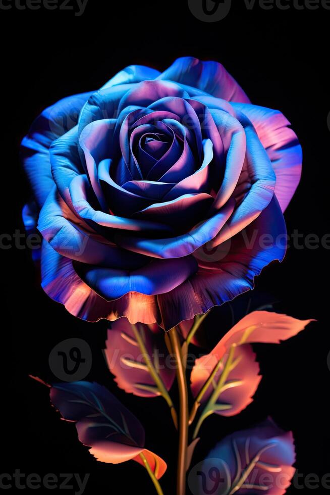 Close up kirigami style blossom floral single roses decoration made with Generative AI photo