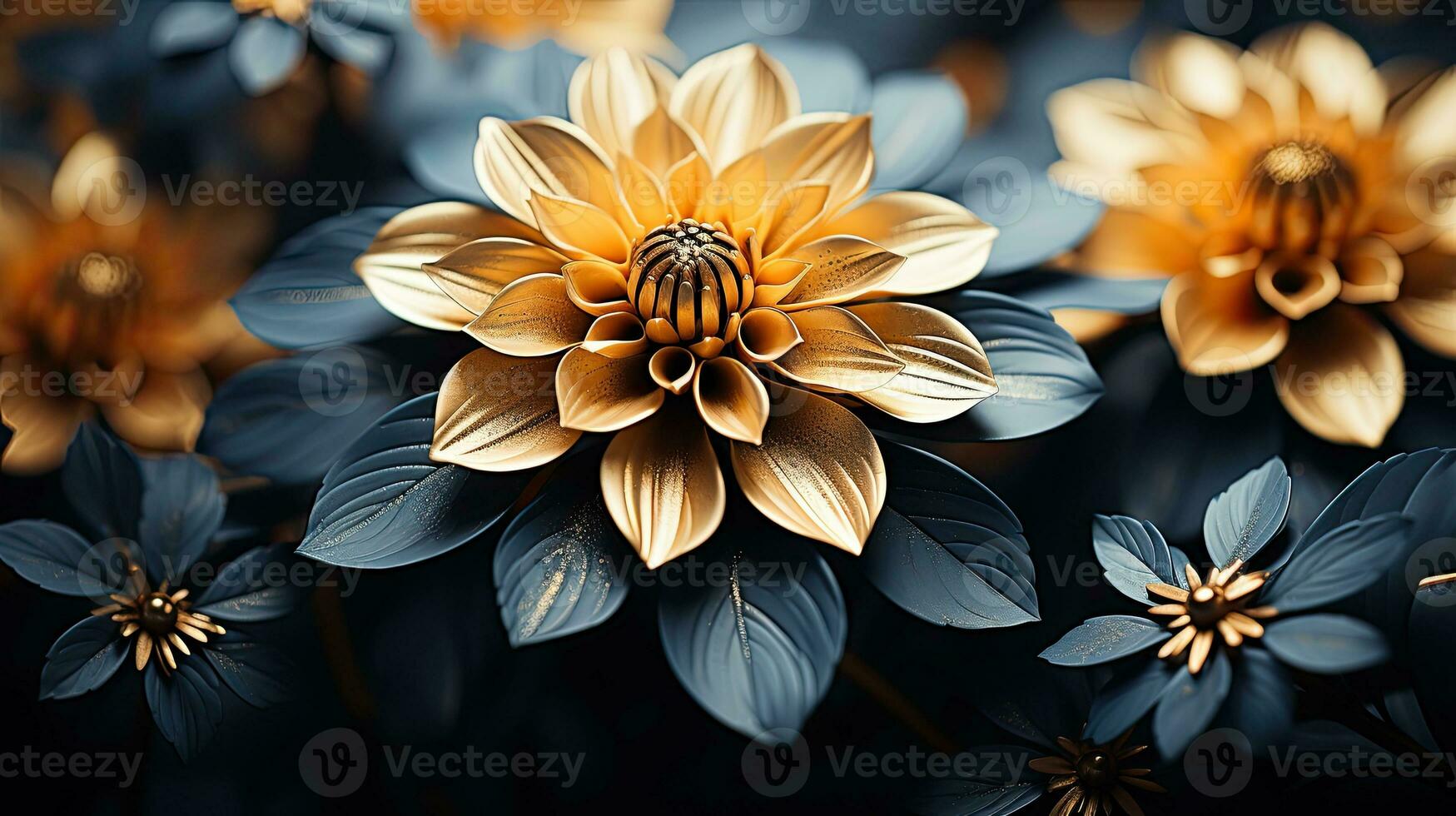 Close up kirigami style blossom floral single sunflower made with Generative AI photo