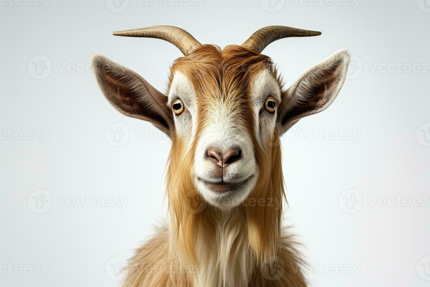 portrait Toggenburg goat isolated on white made with Generative AI photo