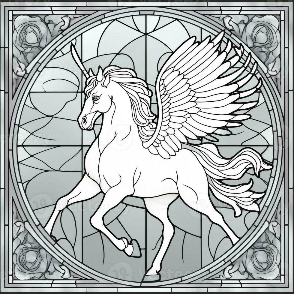 Stained Glass Pegasus Coloring Pages photo