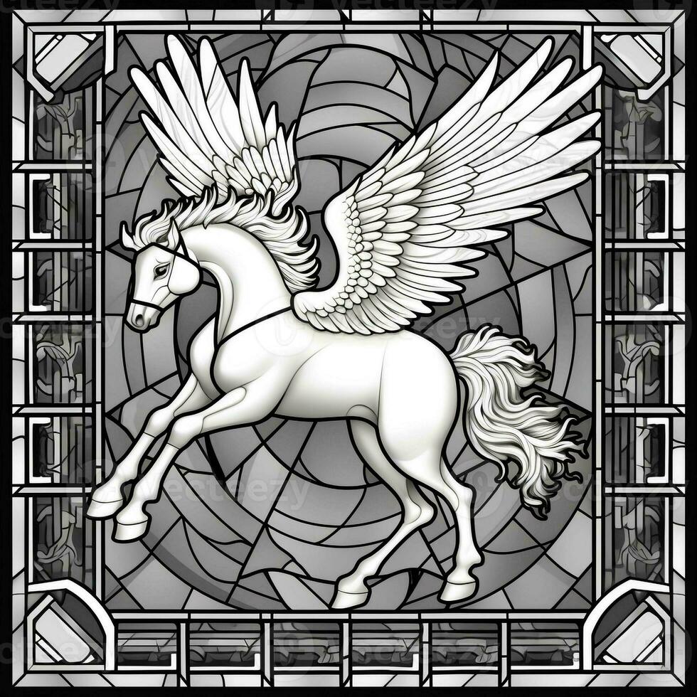 Stained Glass Pegasus Coloring Pages photo