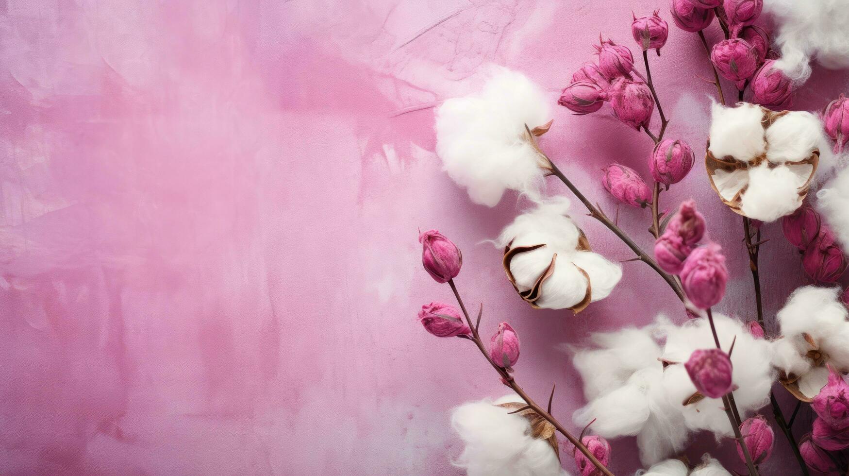 Fresh cotton flowers natural background photo