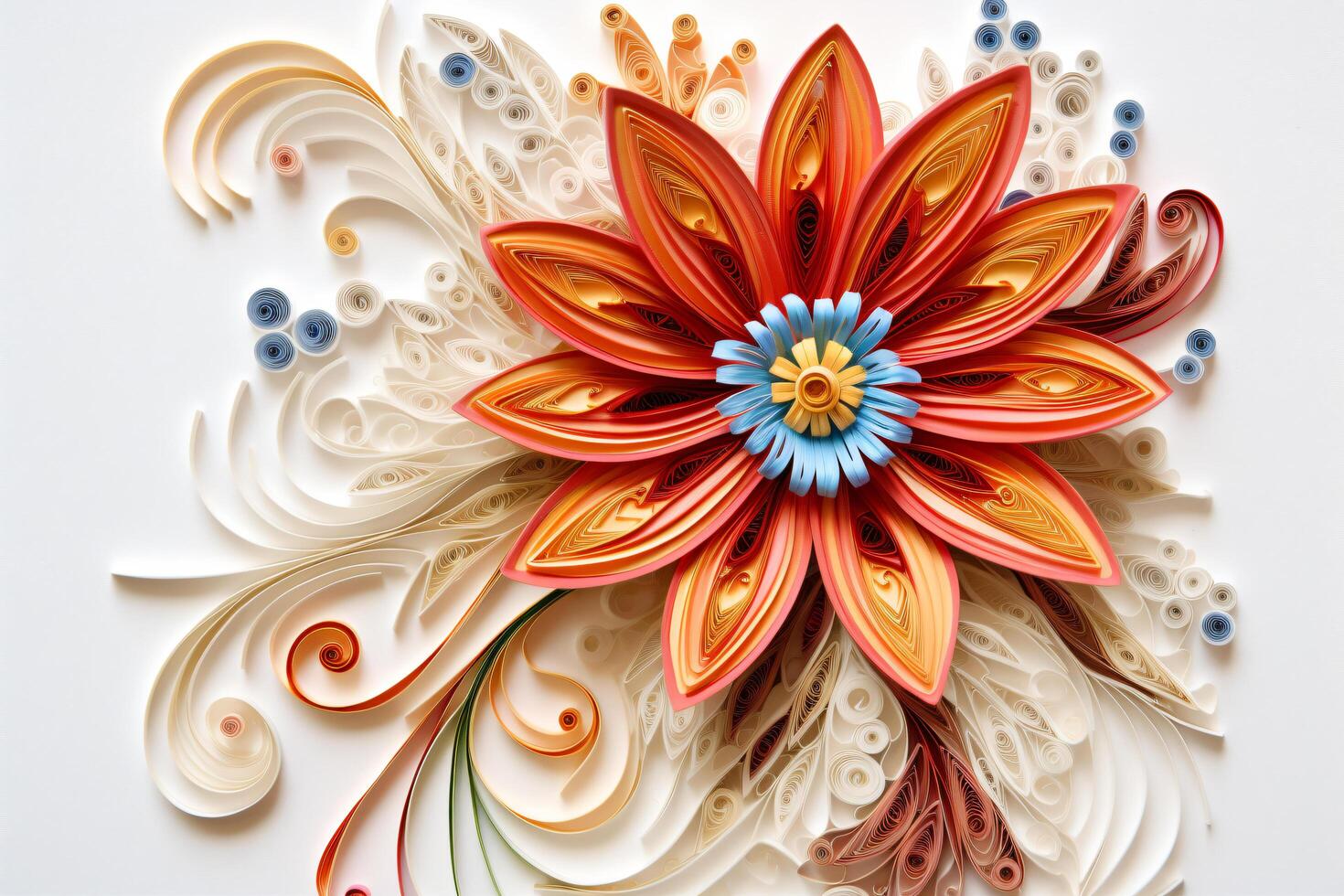 Quilling Flowers Art. Ai generative photo