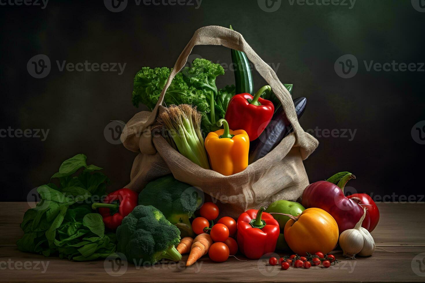 Fresh Vegetables In a Bag. Ai generative photo