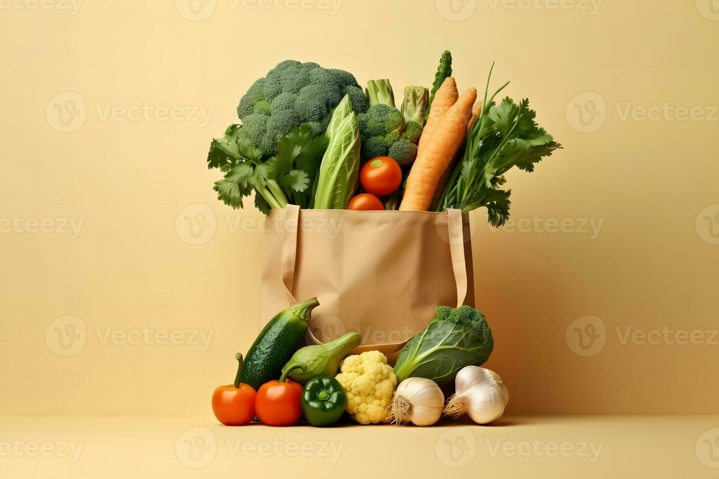 Fresco vegetales en un bolsa. ai generativo foto