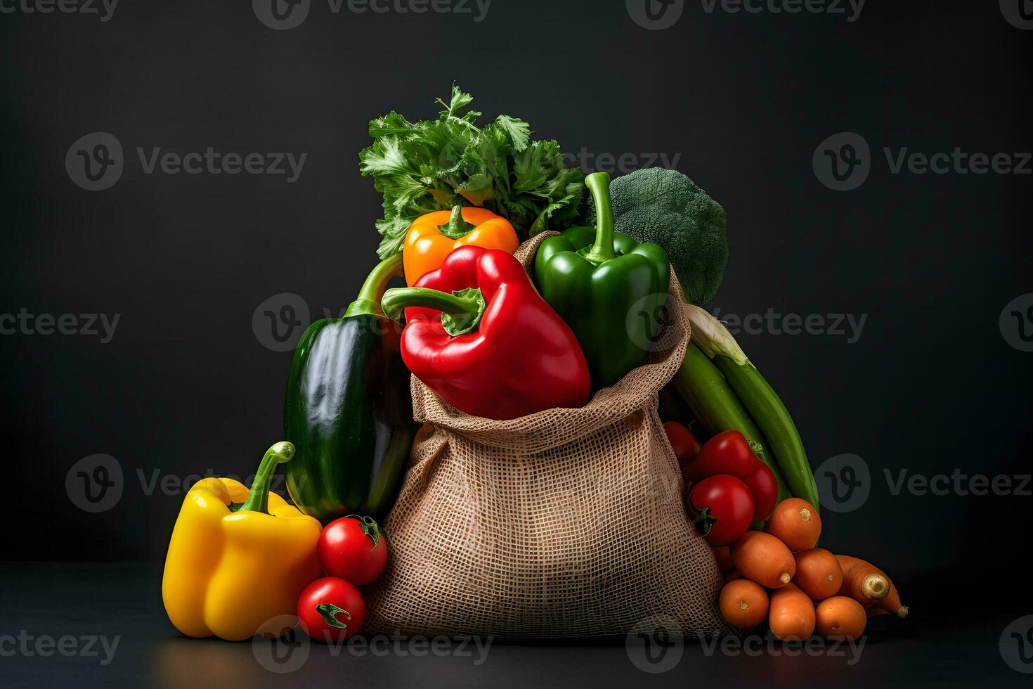 Fresh Vegetables In a Bag. Ai generative photo