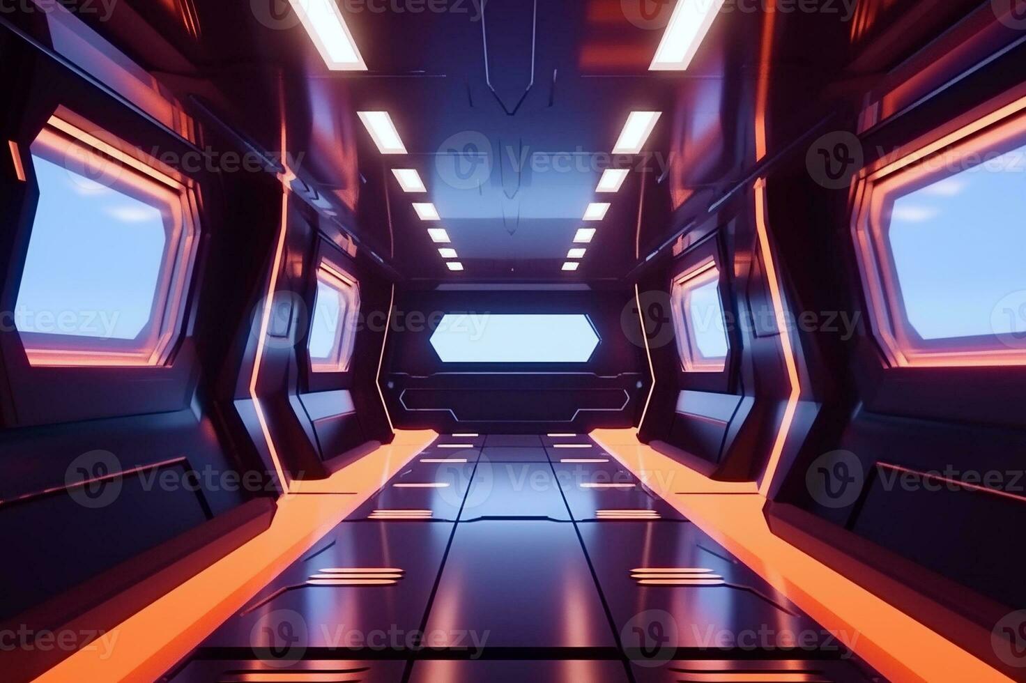 futurista astronave habitación. ai generativo foto