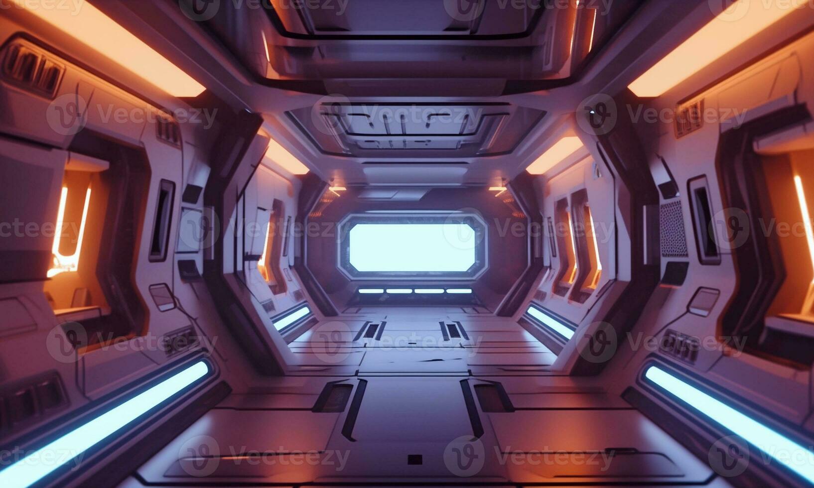 futurista astronave habitación. ai generativo foto