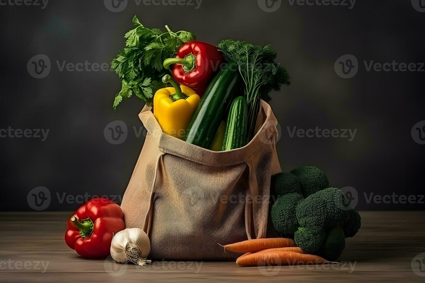Fresh Vegetables In a Bag. Ai generative photo