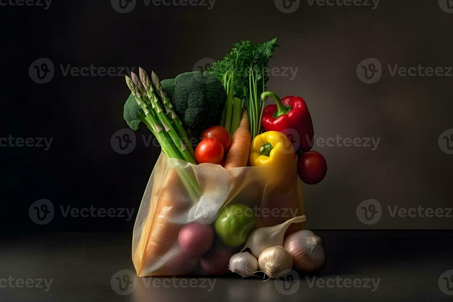Fresh Vegetables In a Bag. Ai generative photo