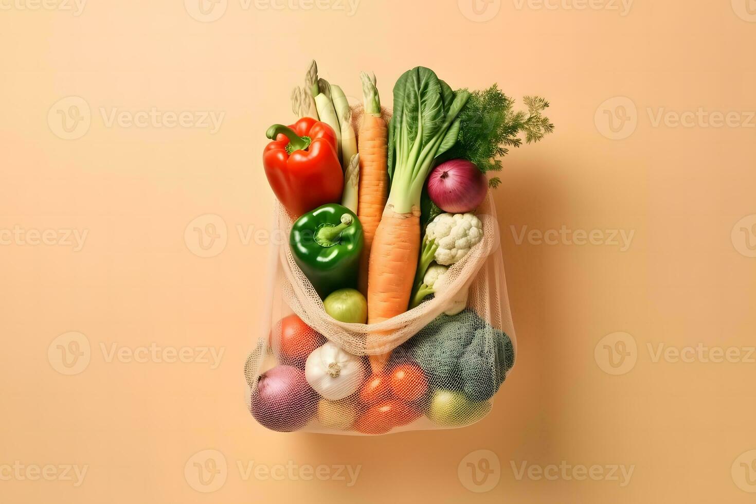 Fresh Vegetables In a Bag. Ai generative photo