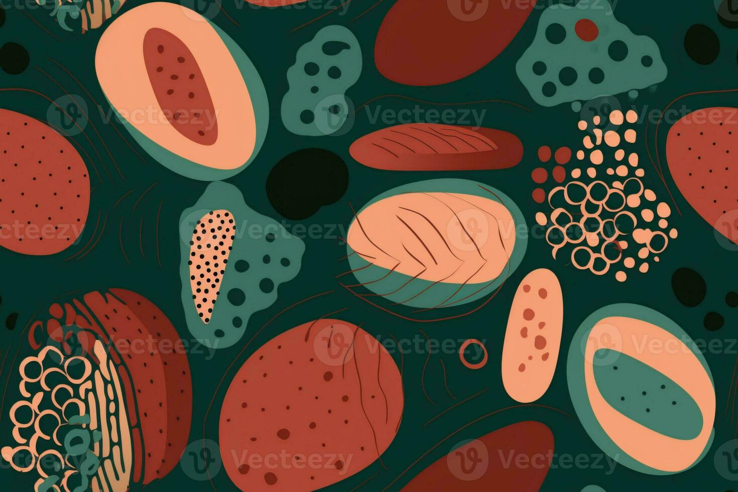 Organic Shapes Seamless Pattern. Ai generative photo
