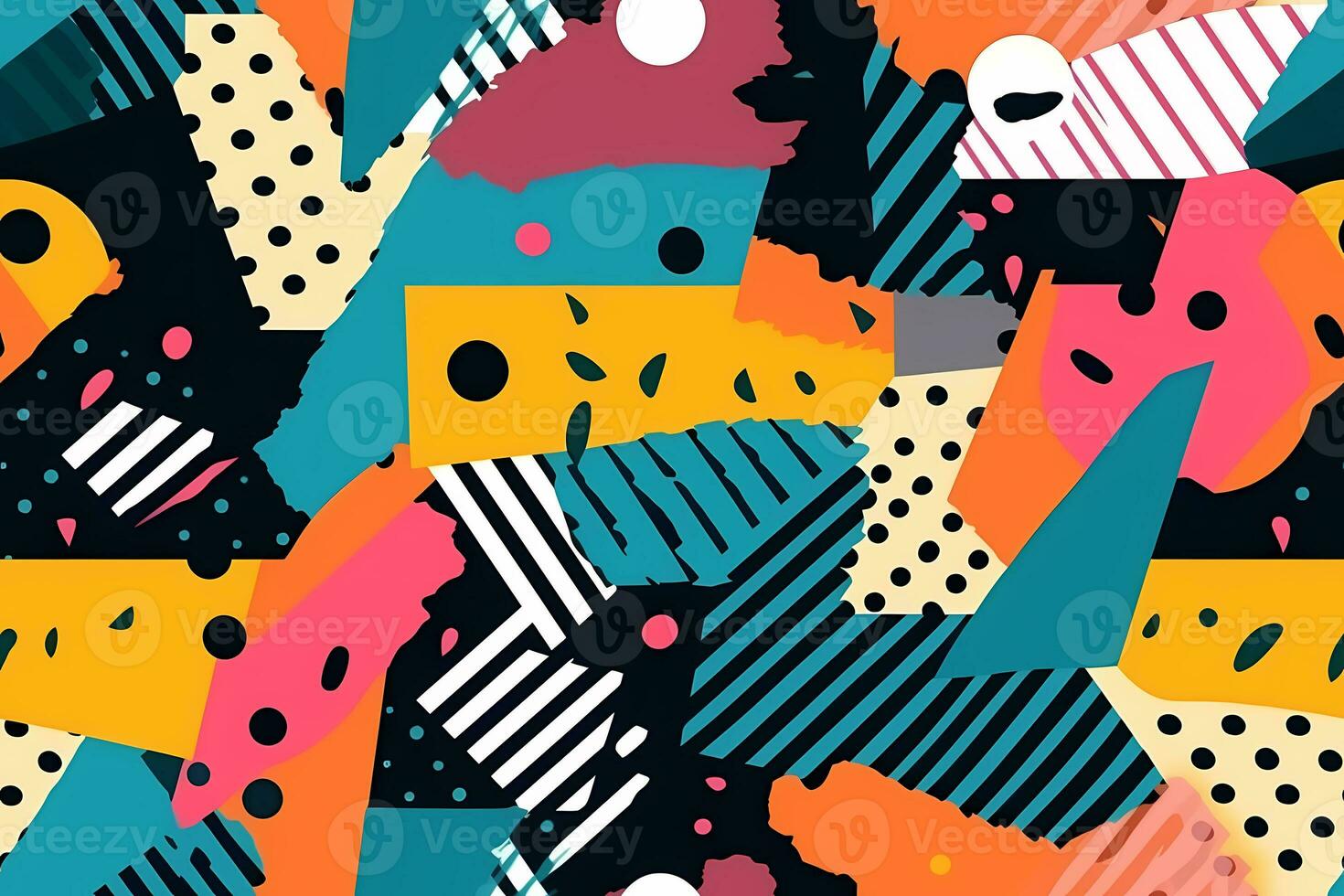 Seamless Memphis Pattern. Ai generative photo