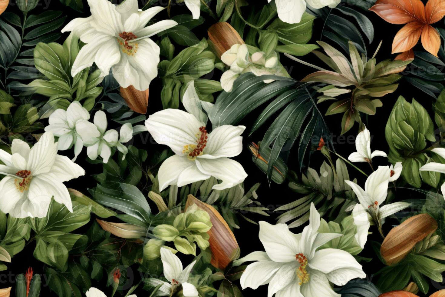 Seamless Botanical Pattern. Ai generative photo