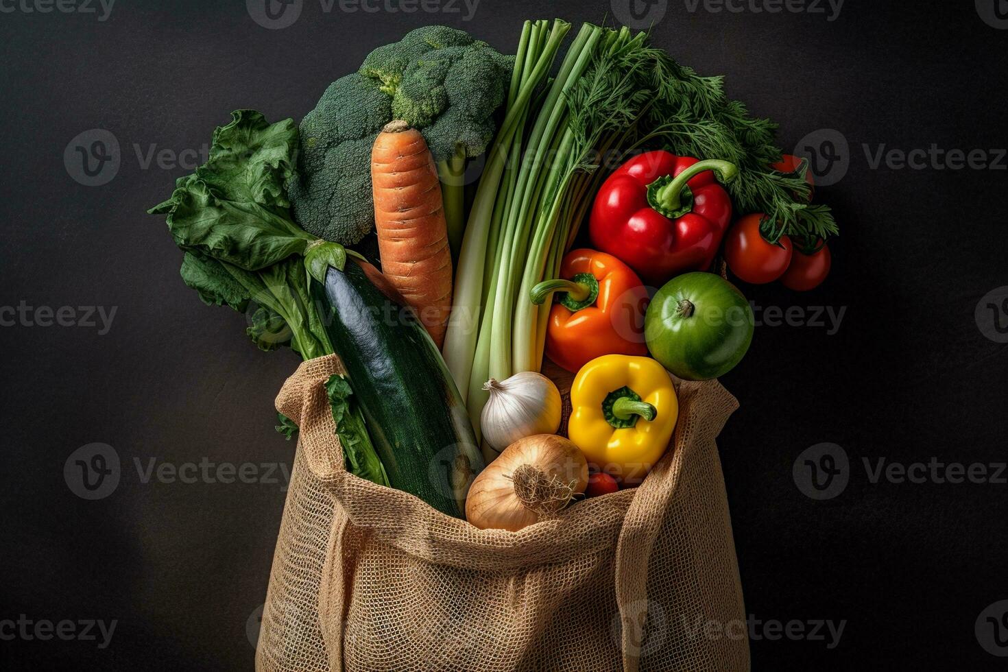 Fresh Vegetables In a Bag. Ai generative photo