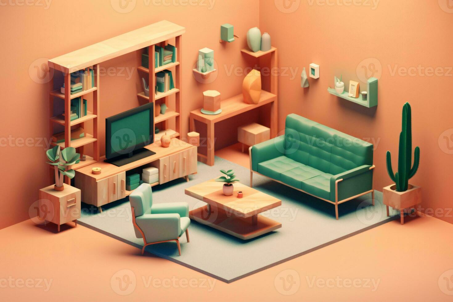 Cute 3D Room. Ai generative photo