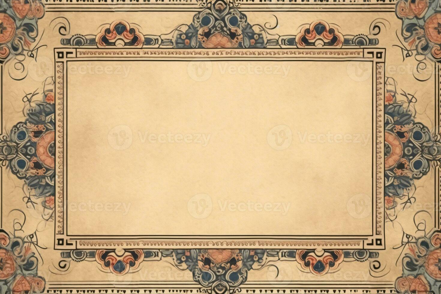 Vintage Paper With Frame. Ai generative photo