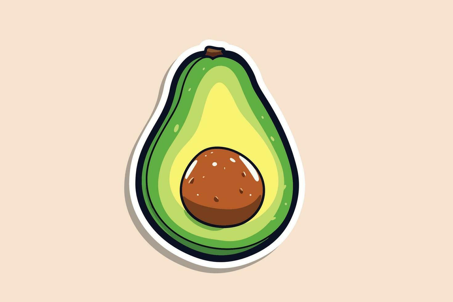 an avocado sticker on a beige background vector