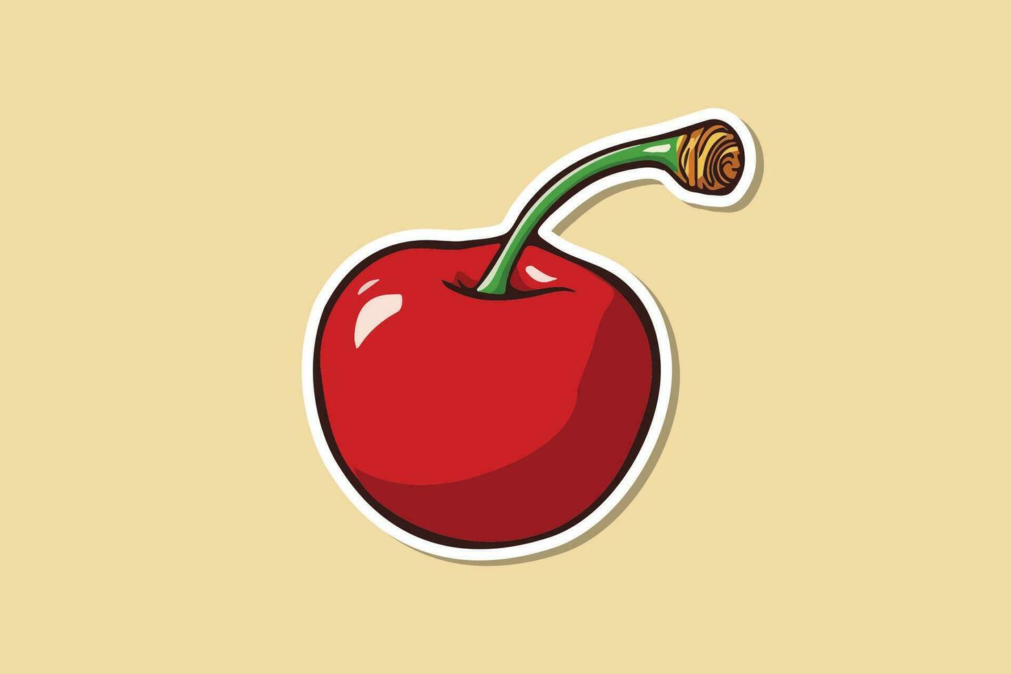 a sticker of a cherry on a beige background vector