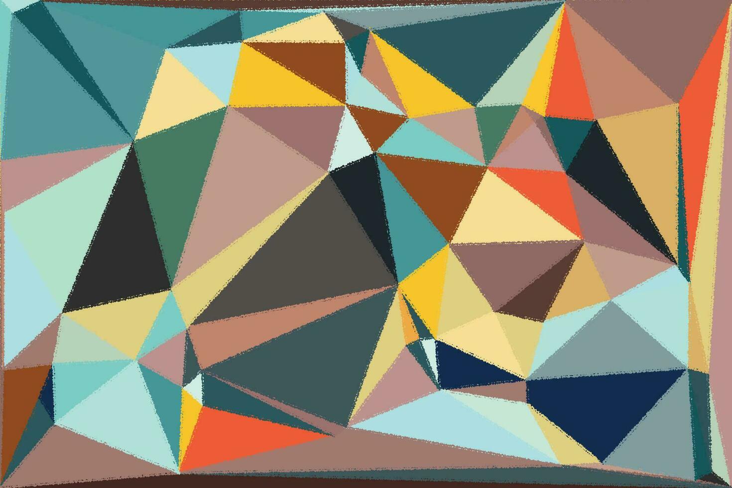 an abstract painting of triangles in orange, blue and red vector