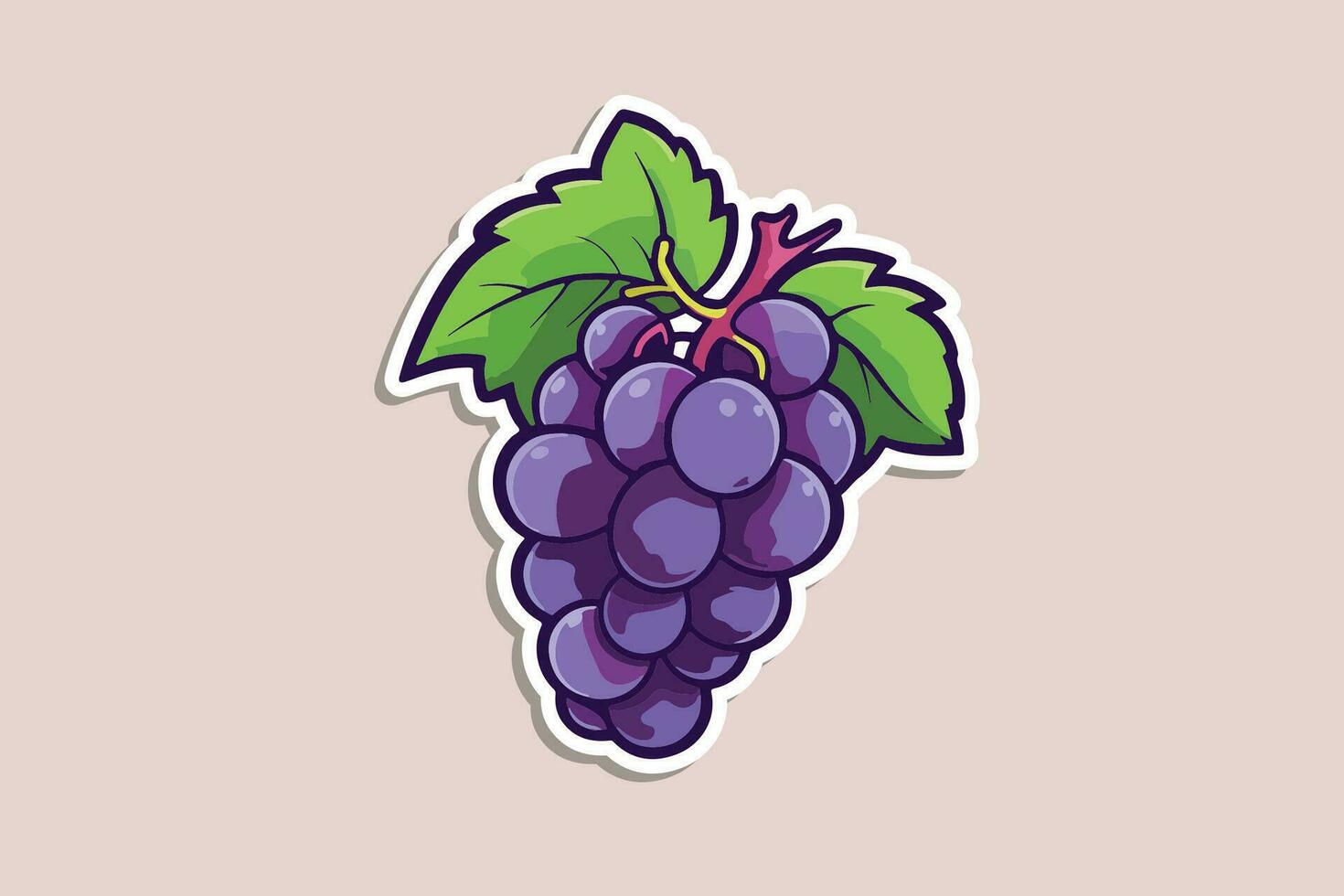 grapes sticker on a light background vector