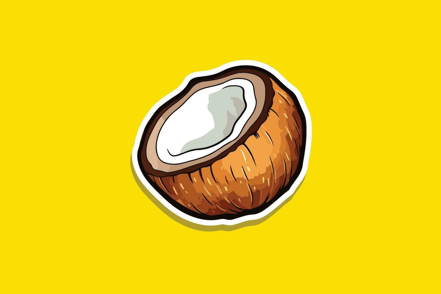 a coconut on a yellow background vector
