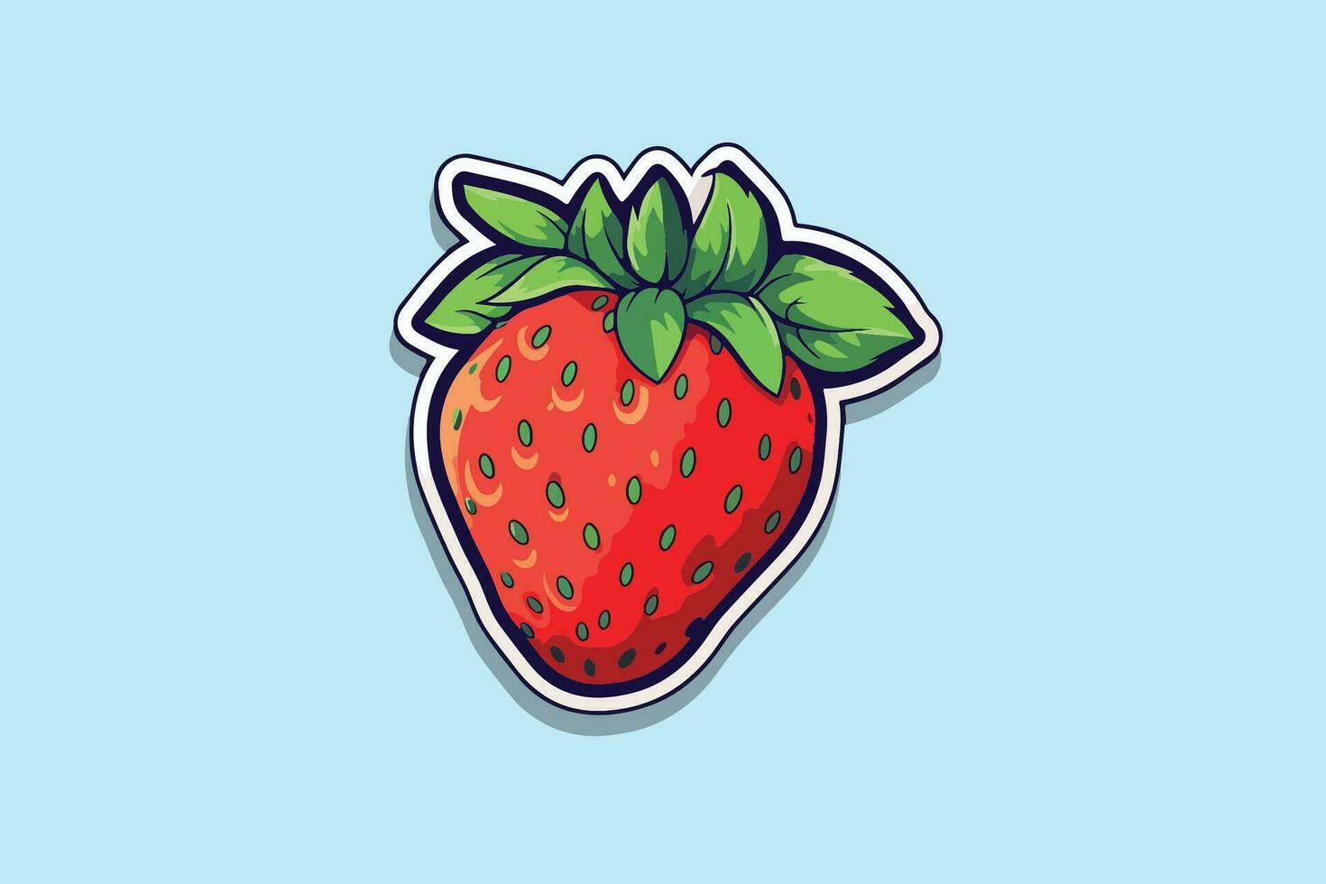 a sticker of a strawberry on a blue background vector