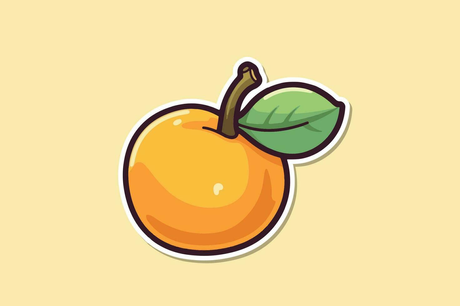 an orange sticker with a leaf on it vector