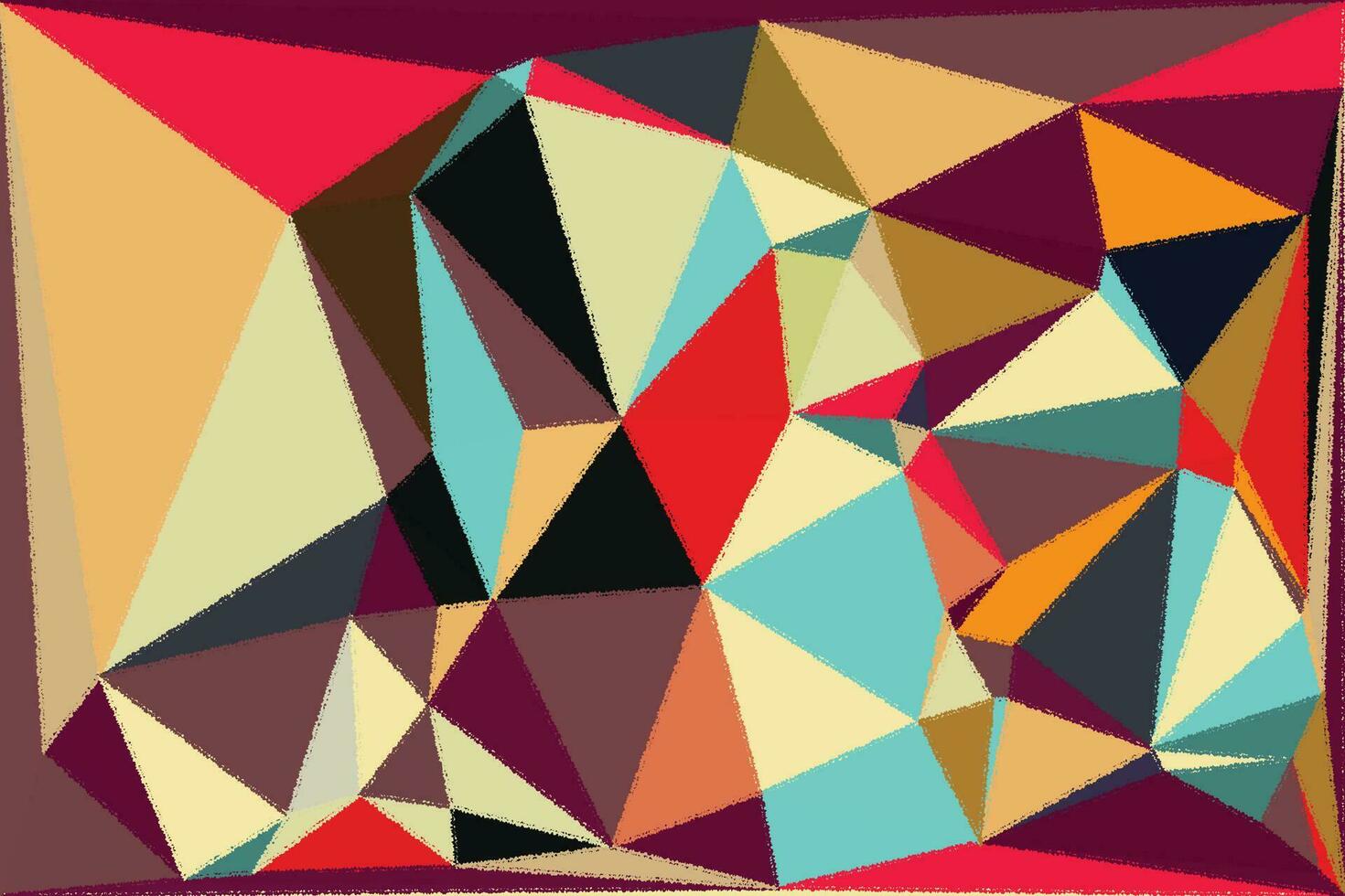 an abstract painting of triangles in orange, blue and red vector