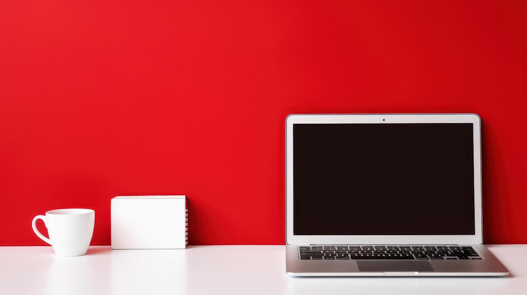 Laptop with Blank Screen, Online Learning Education Concept. photo