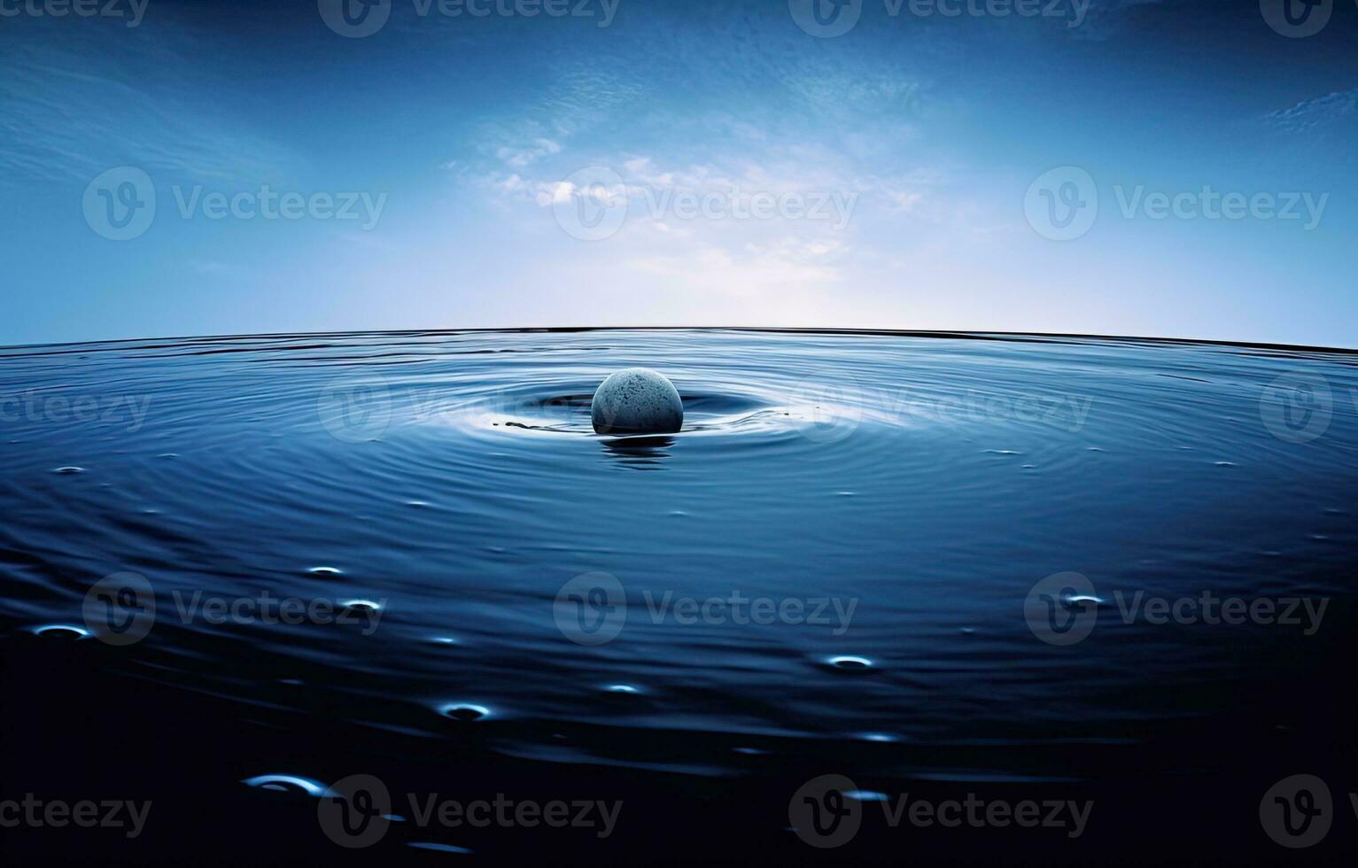 Water, planet and climate change with the earth in a puddle as a symbol of global warming or temperature shift. Created with Generative AI technology. photo