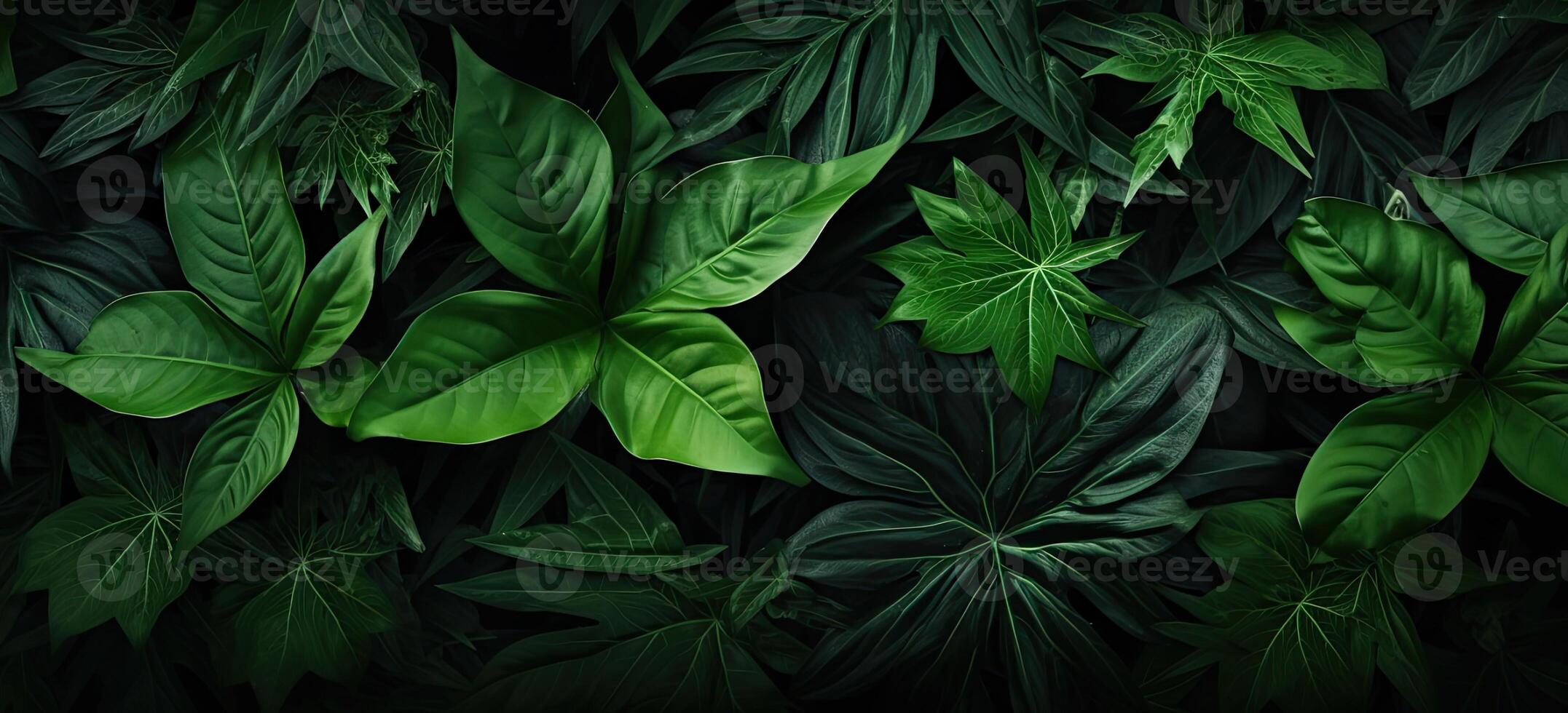 Closeup green leaves background, Overlay fresh leaf pattern, Natural foliage textured and background. Created with Generative AI technology. photo