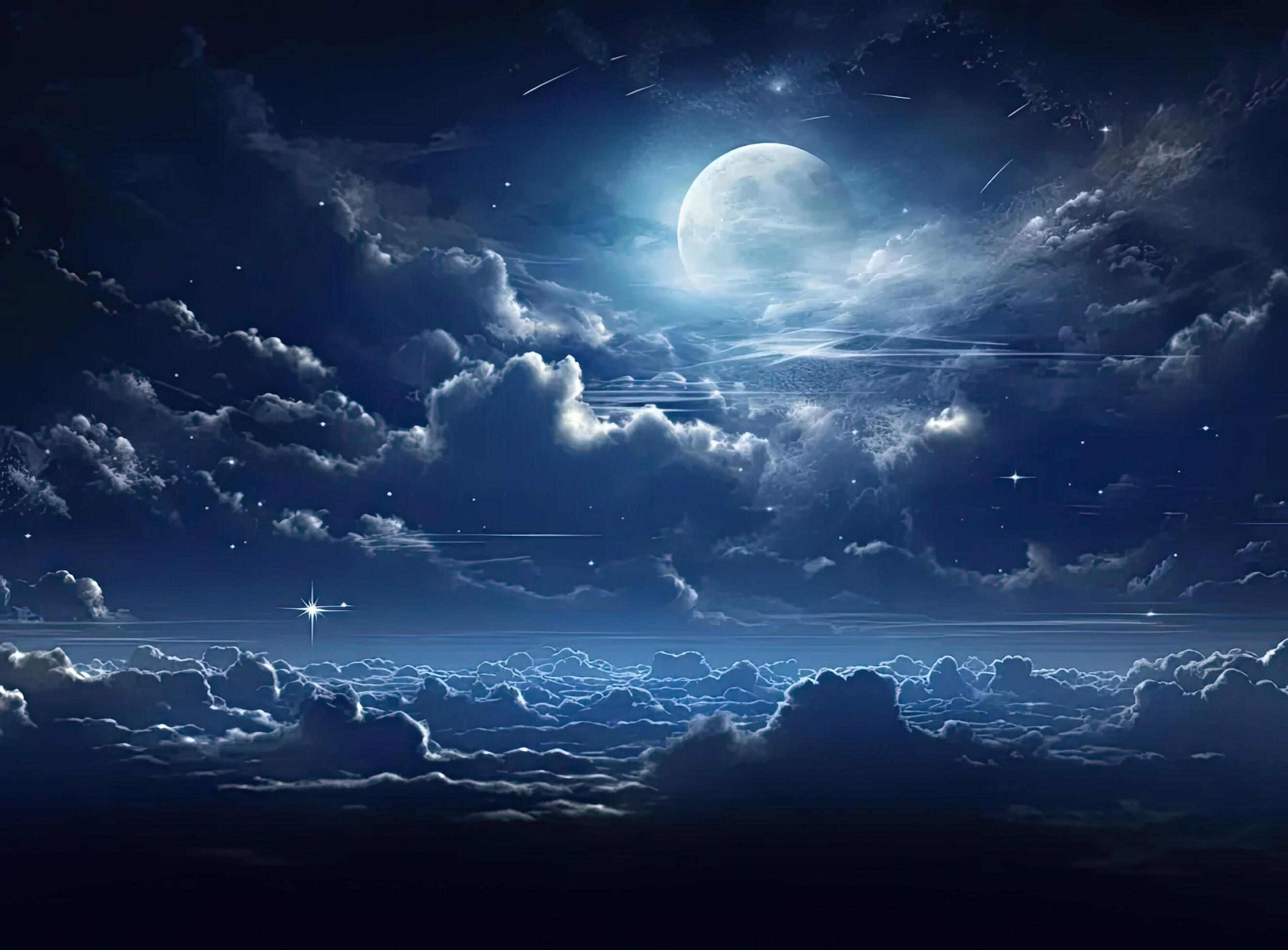 backgrounds night sky with stars and moon and clouds. Elements of this