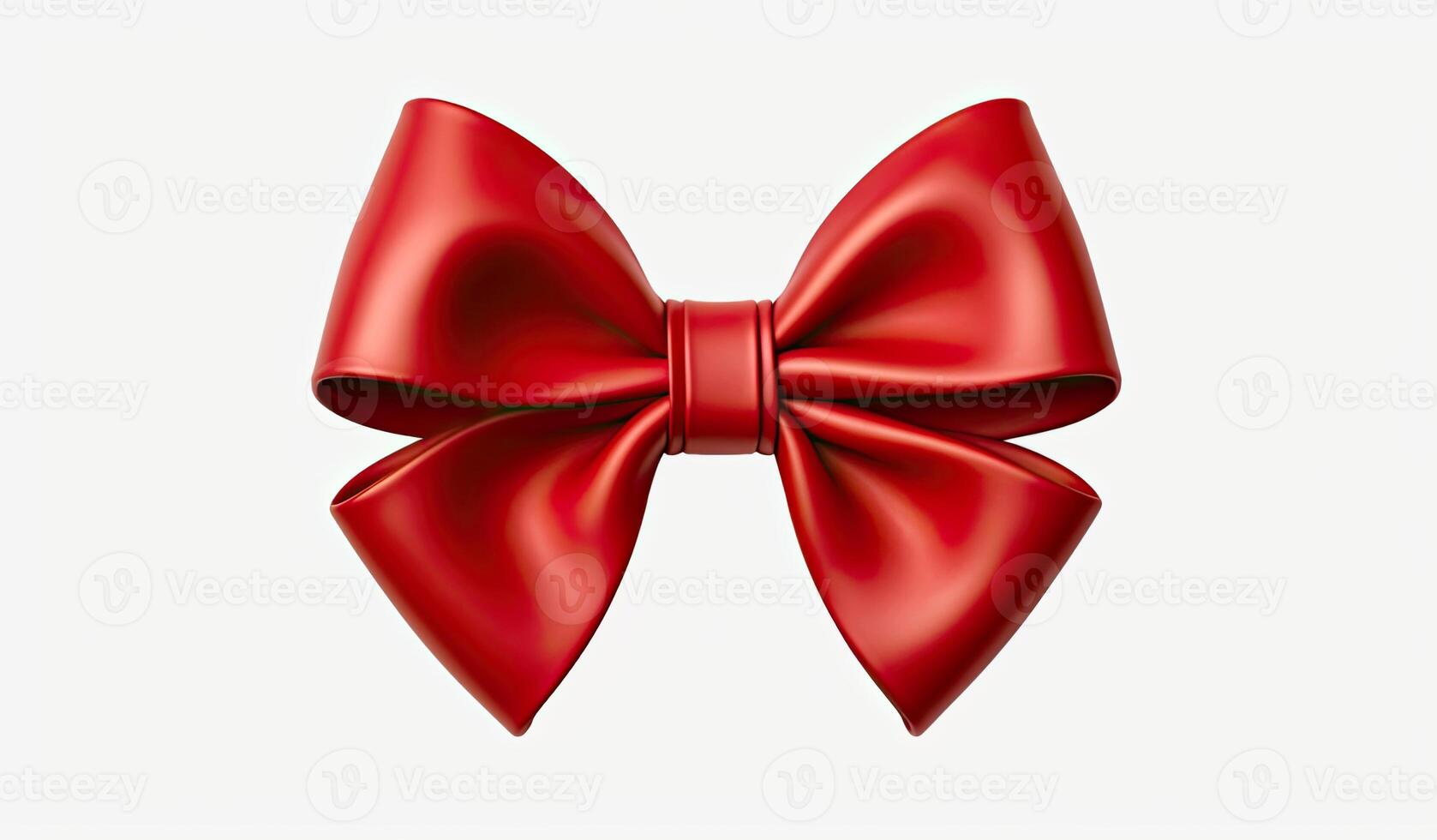 Delicate red wavy ribbon isolated on white background. New Year or Christmas holidays decoration concept. Created with Generative AI technology. photo