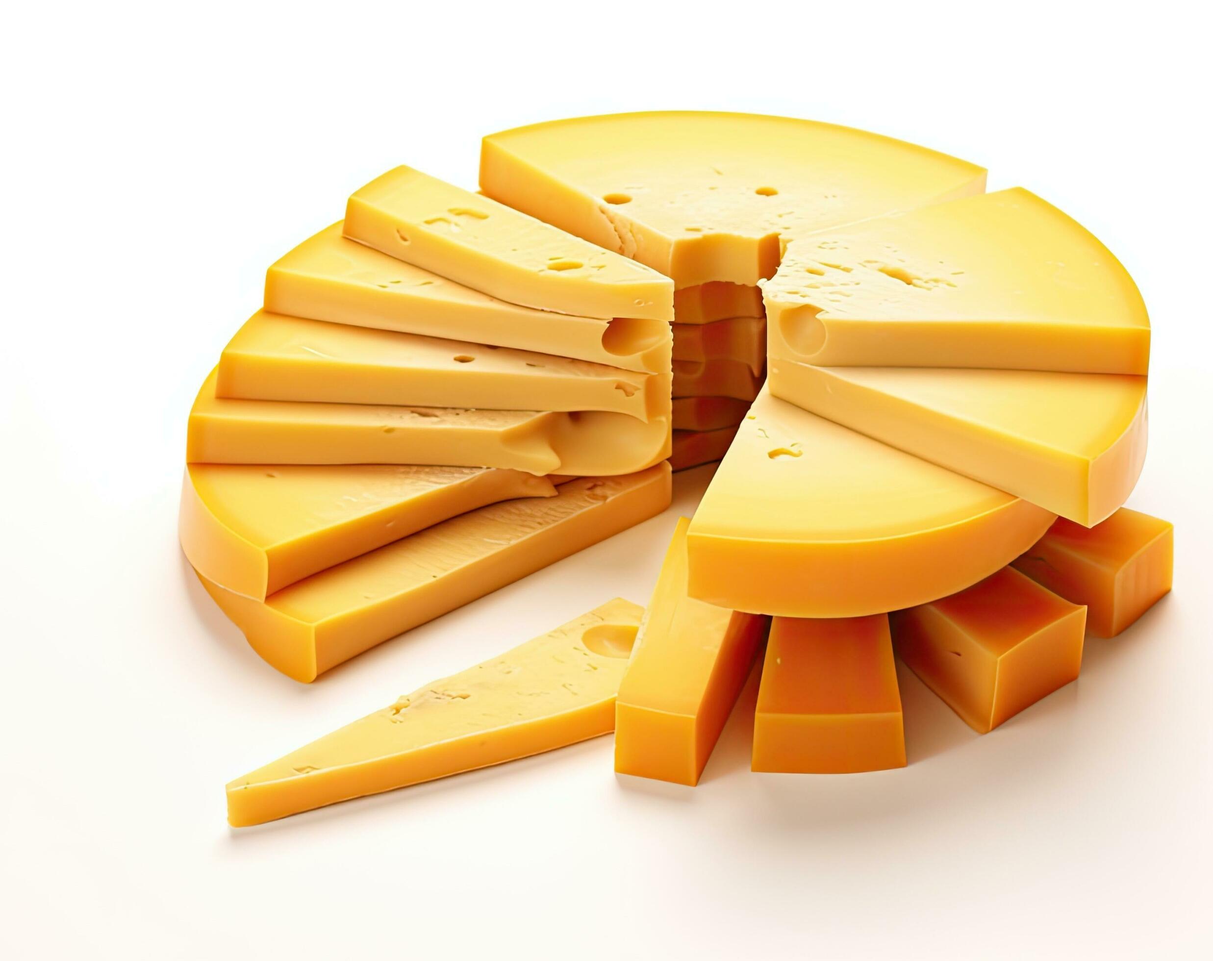 Emmental cheese triangle, Swiss cheese, isolated on white background