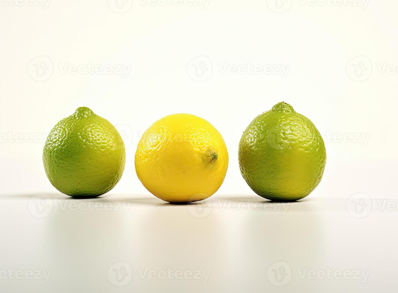 Natural fresh lime with water drops and sliced, green leaf isolated on white background. Created with Generative AI technology. photo