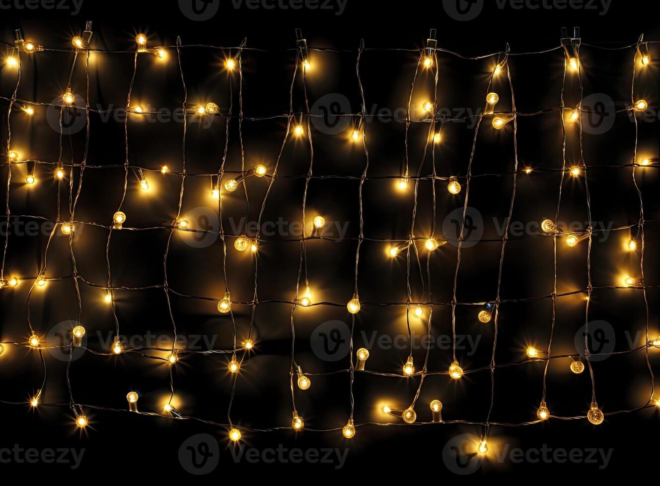 Light bulb decor on a dark background, at night. Created with Generative AI technology. photo