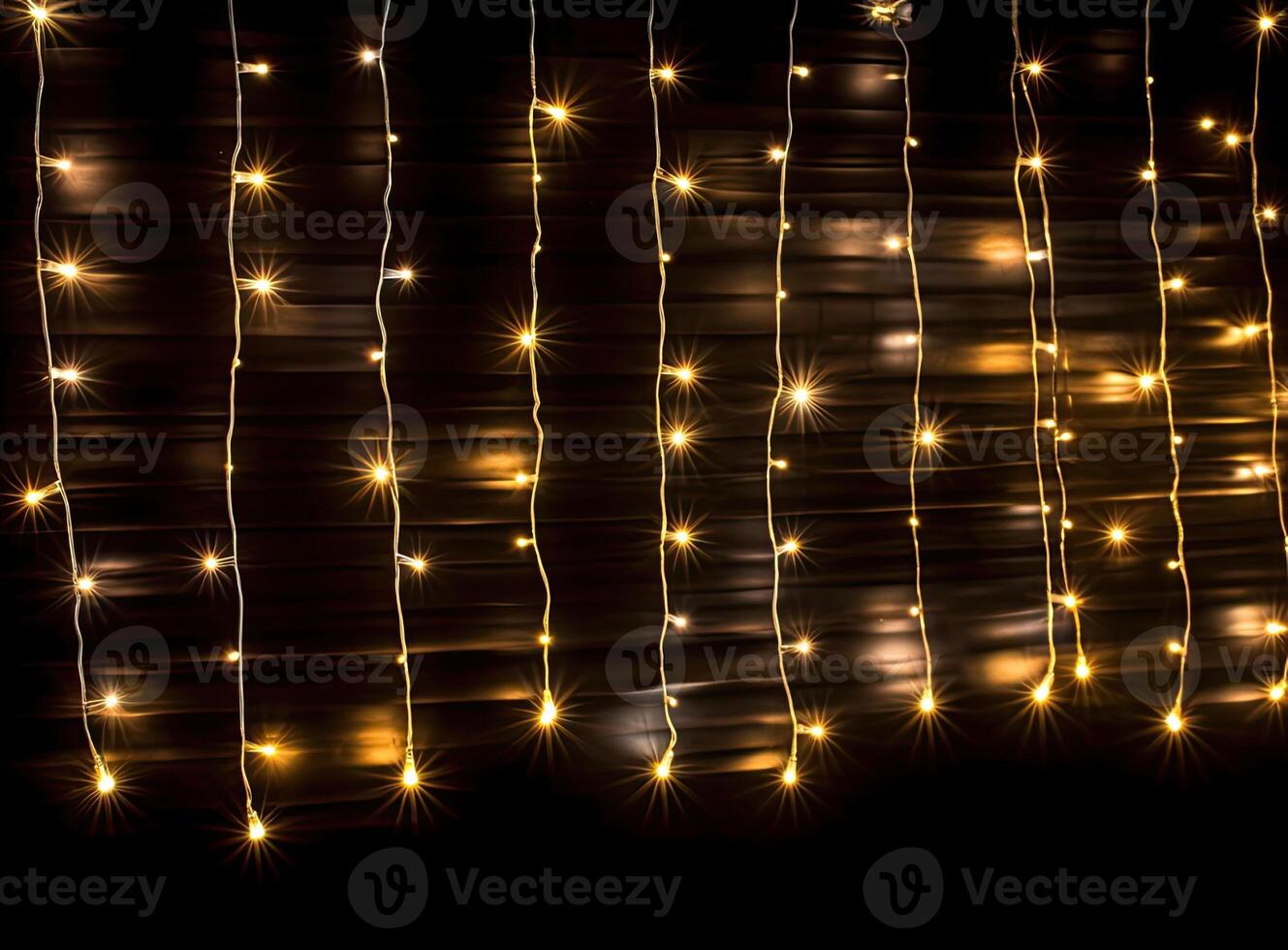 Light bulb decor on a dark background, at night. Created with Generative AI technology. photo