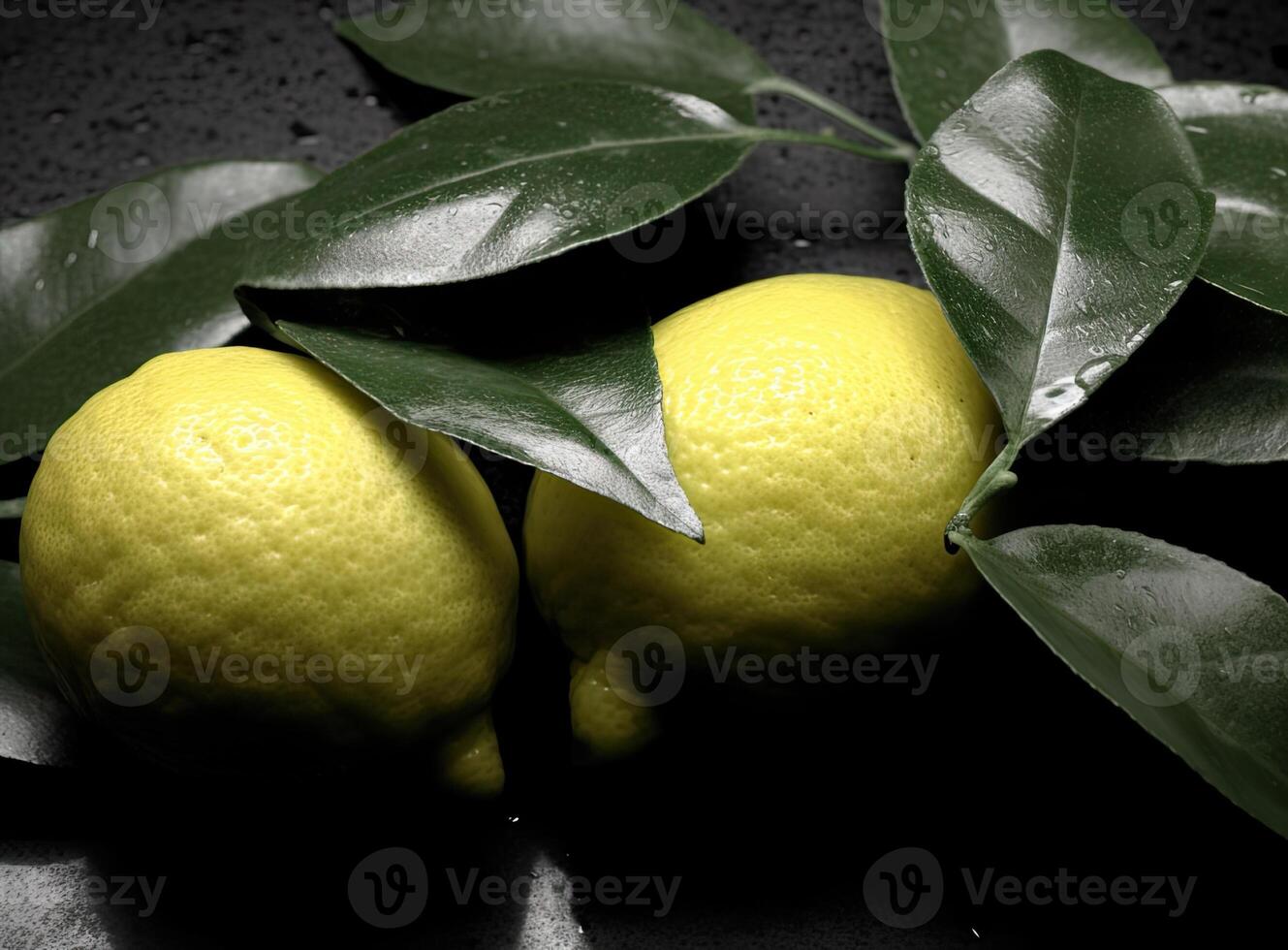 Natural fresh lime with water drops and sliced, green leaf isolated on white background. Created with Generative AI technology. photo