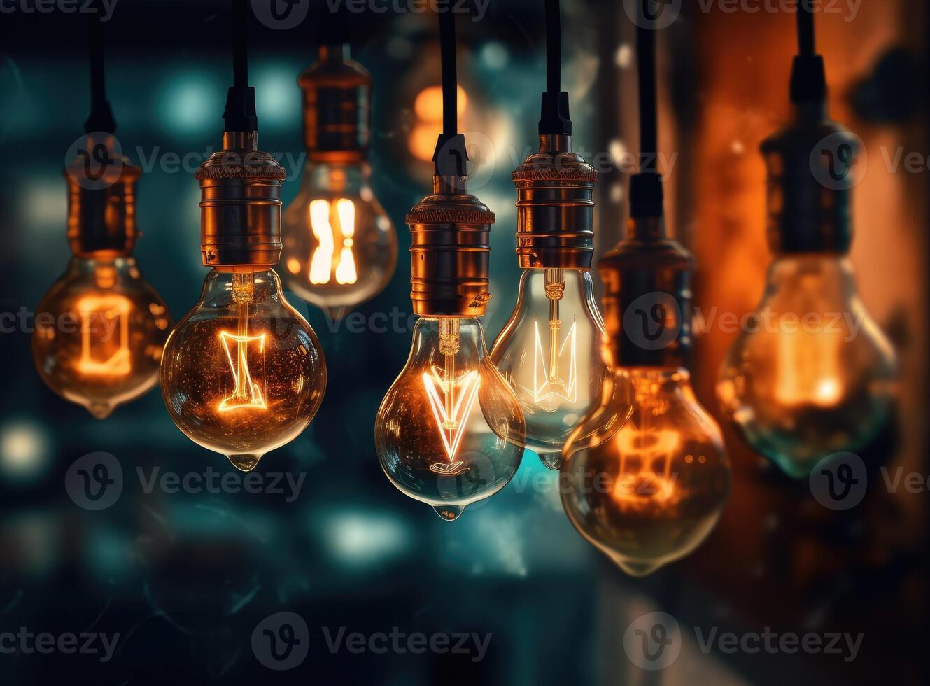 vintage lamp decorative in home. Created with Generative AI technology. photo