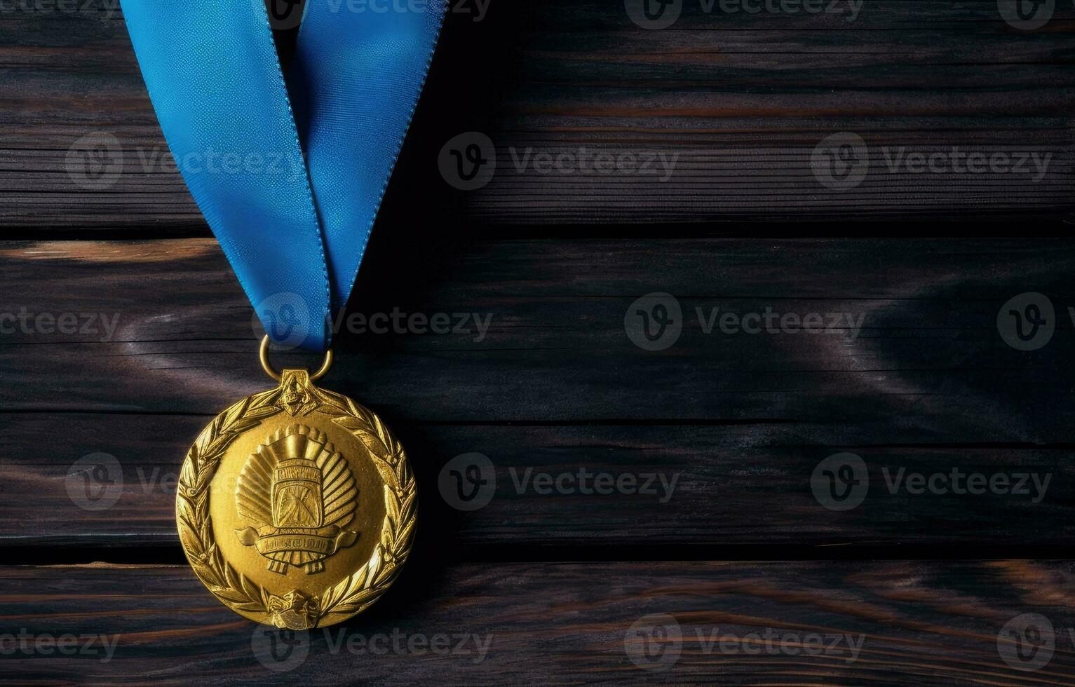 Blank silver Medal. Created with Generative AI technology. photo