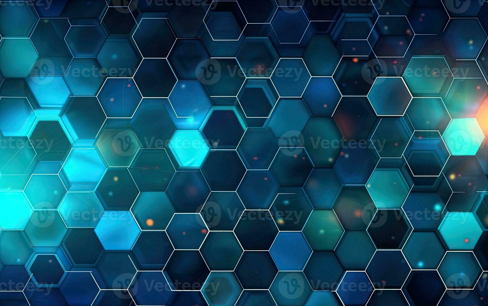 Abstract blue technology hexagonal background. Created with Generative AI technology. photo