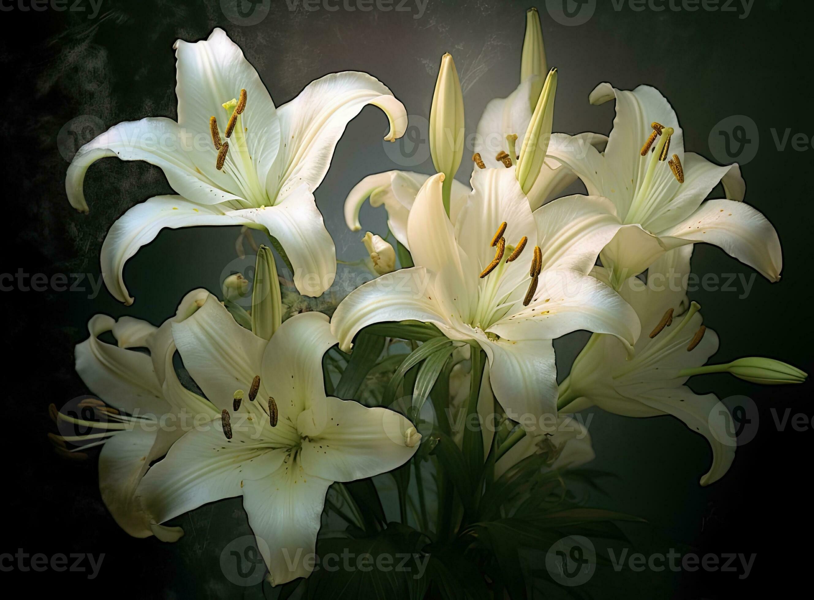 Blooming lilies. Lilium longiflorum, often called the Easter lily, is a