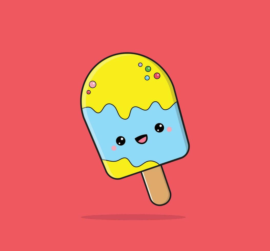 Kawaii ice cream cartoon vector flat design