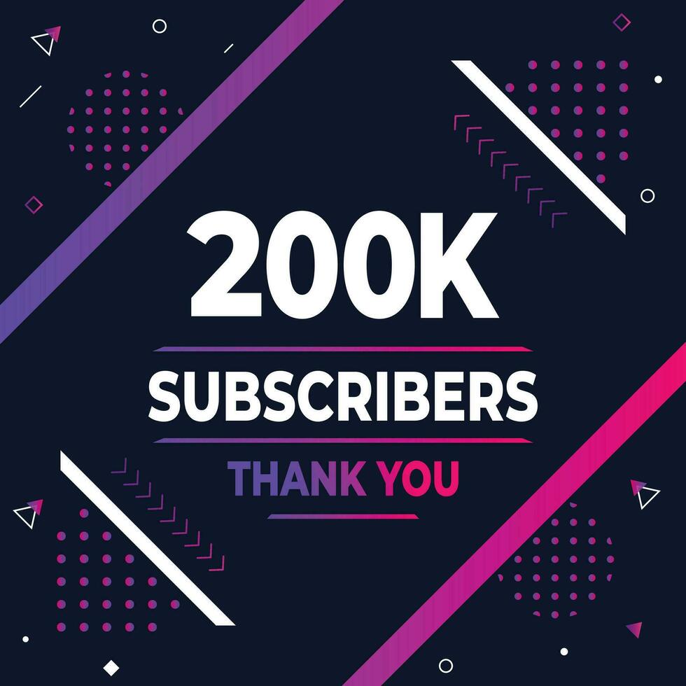 Thank you 200k subscribers or followers. web social media modern post design vector