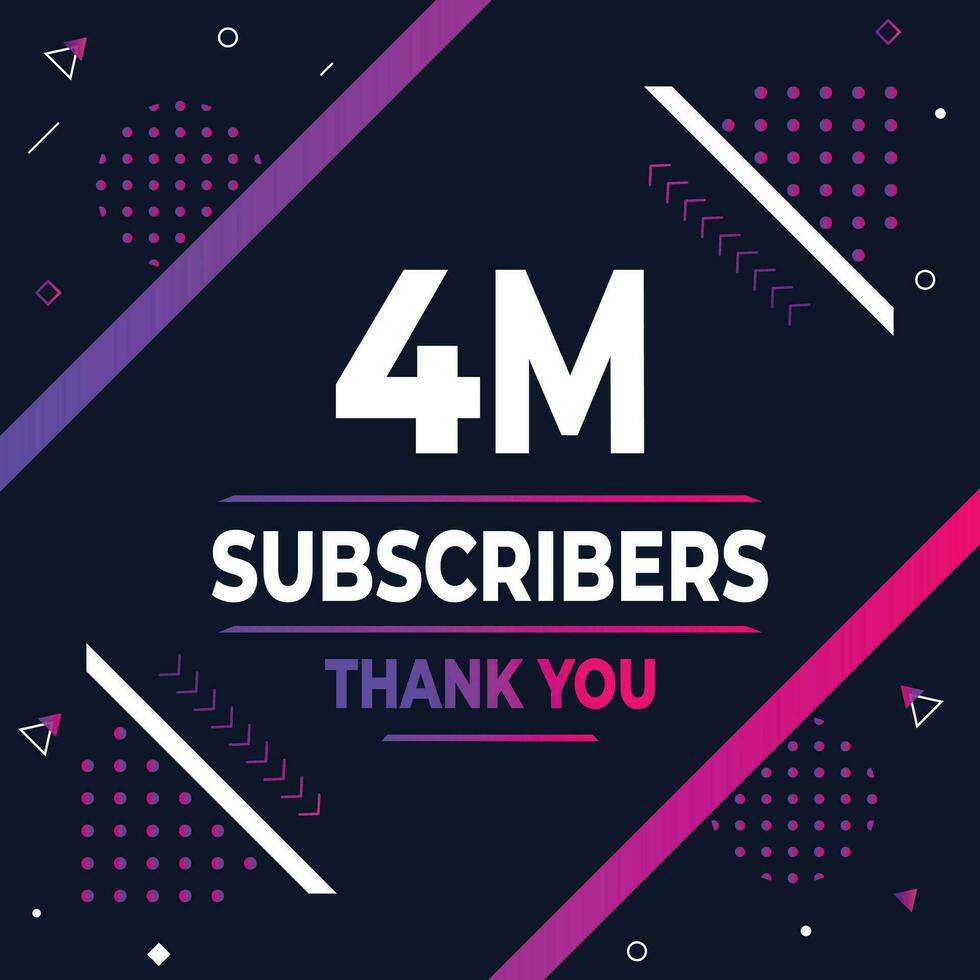 Thank you 4m subscribers or followers. web social media modern post design vector