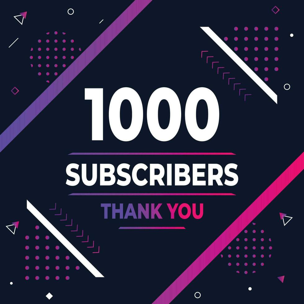 Thank you 1000 subscribers or followers. web social media modern post design vector
