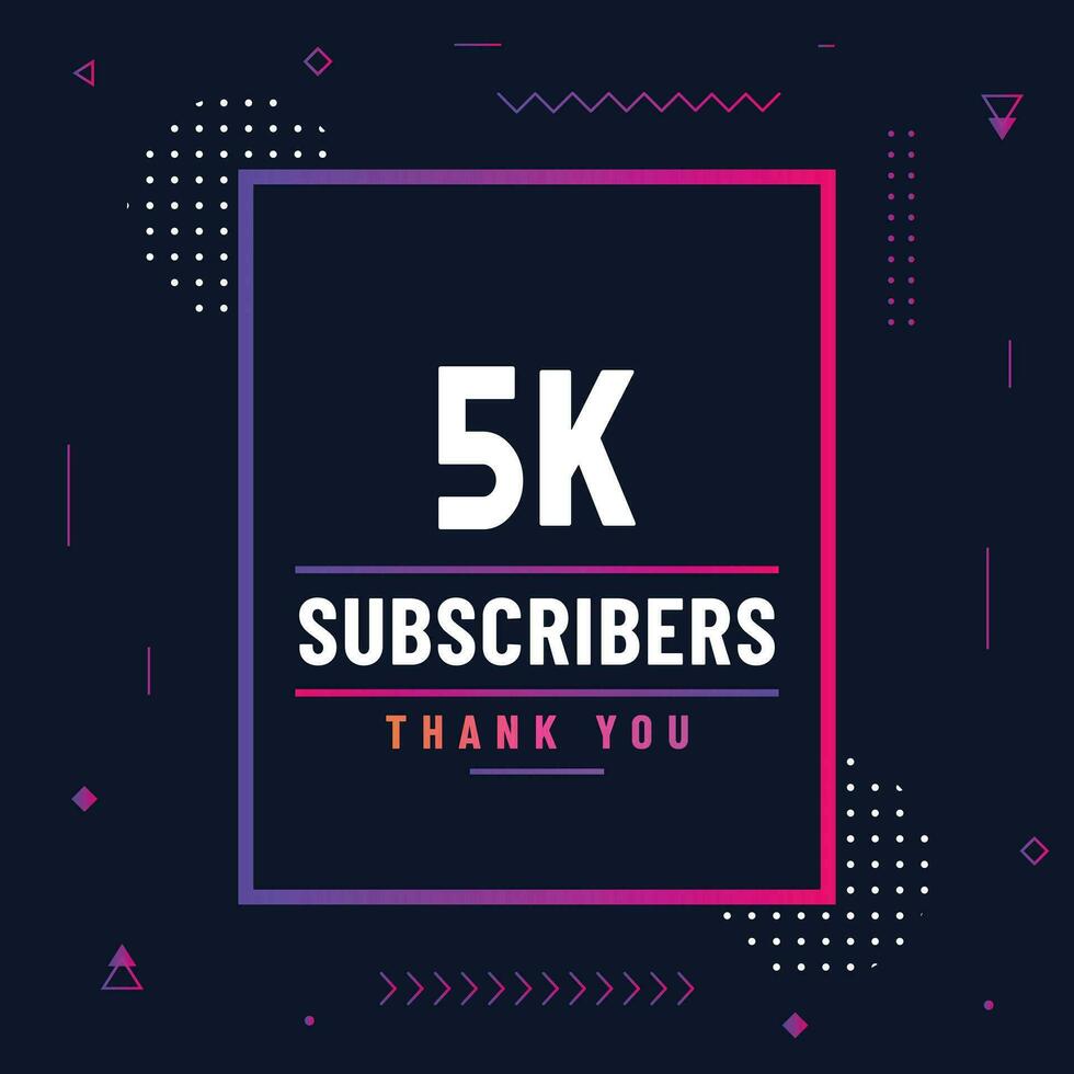 Thank you 5k subscribers or followers. web social media modern post design vector