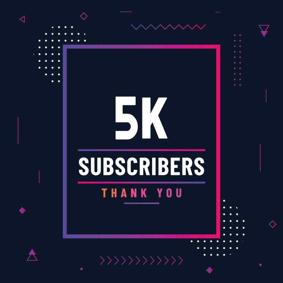 Thank you 5k subscribers or followers. web social media modern post design vector