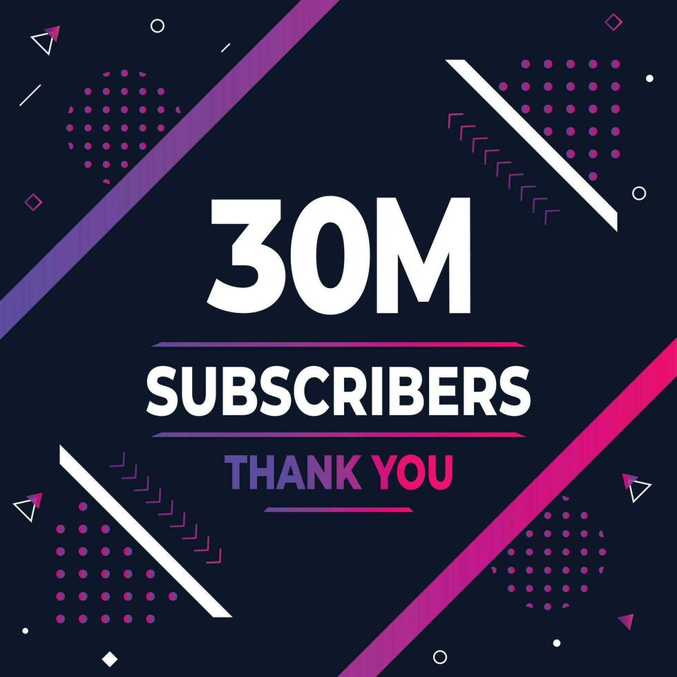 Thank you 30m subscribers or followers. web social media modern post design vector